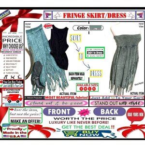 🛑 BULLY Fold Over ➕🆒 SKIRT/DRESS High Waist FRINGE Mineral Wash 💸BUY NOW‼️🟢